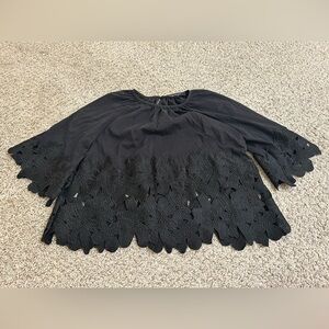 Marc New York Black Floral Lace Women's Blouse Size Small Business Flowy Button